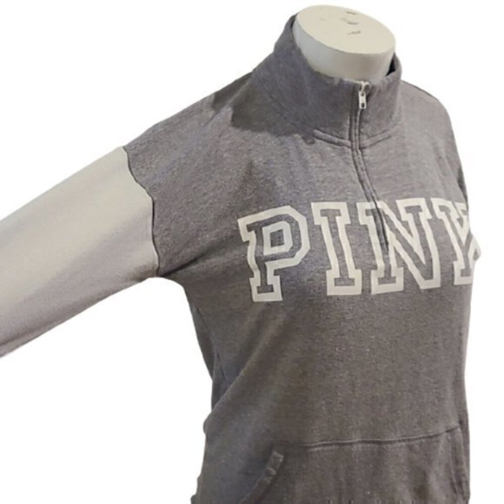 [Pink] Half Zip Gray and White Long Sleeve - Size M